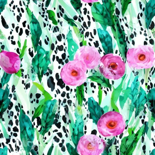 Seamless Pink Flower Pattern on Leopard Print Background Seamless Pink Flower Pattern on Leopard Print Background thumbnail