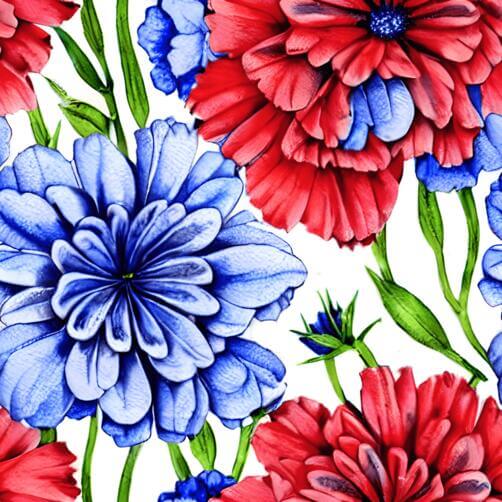 Hand-drawn Floral Pattern in Red, Blue, and White Hand-drawn Floral Pattern in Red, Blue, and White thumbnail