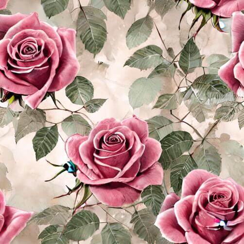 Seamless Pink Rose Pattern with Butterflies and Beetles Seamless Pink Rose Pattern with Butterflies and Beetles thumbnail