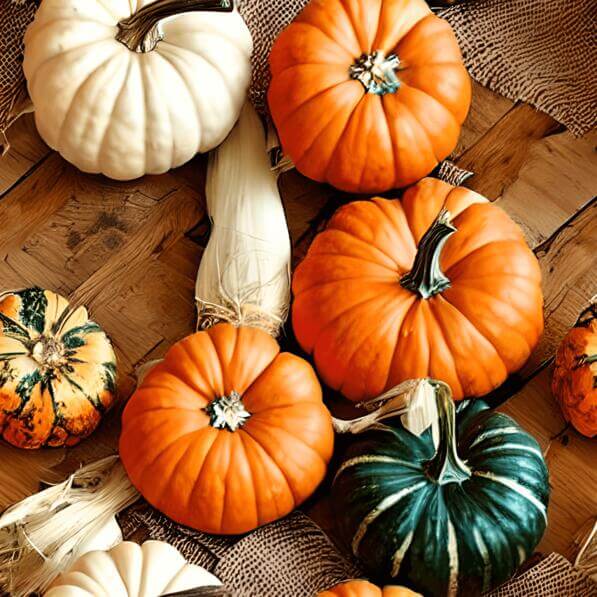 Download Autumn Harvest - Pumpkins and Corn Kernels Patterns Online ...
