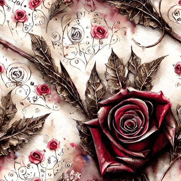 Red Roses Photoshop Pattern Download Red Rose with Leaves and Flowers Patterns Online - Creative ...