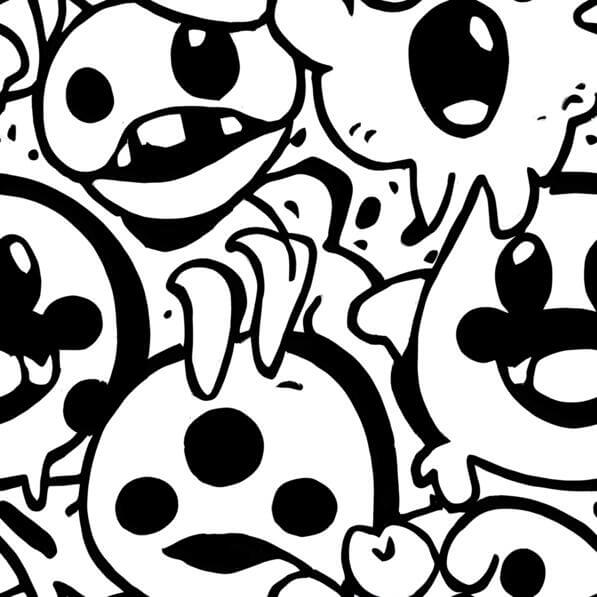 Download Black and White Cartoon Character Pattern for Art Projects and ...