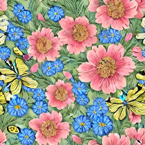 Colorful Flower Pattern on Green Background Colorful Flower Pattern on Green Background thumbnail