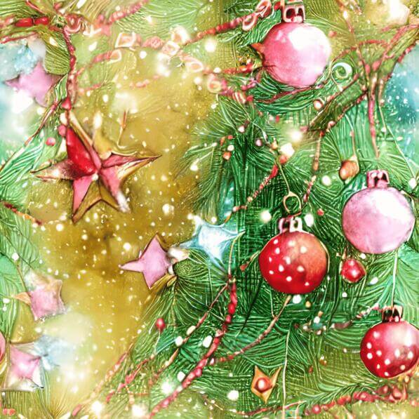 Download Colorful Christmas Tree with Ornaments and Stars Patterns ...
