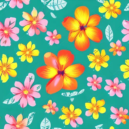 Colorful Flower and Leaf Seamless Pattern Colorful Flower and Leaf Seamless Pattern thumbnail