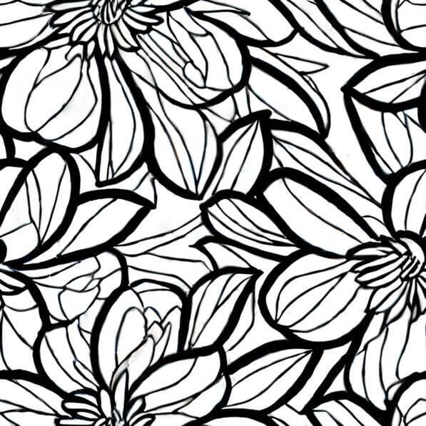 Download Seamless Black and White Flower Pattern for Coloring Books and