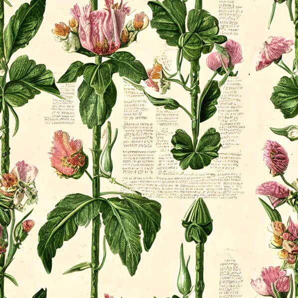 Download Pink Flowers Seamless Pattern on Old Book Page Patterns Online ...