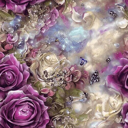 Colorful Floral Arrangement with Purple Roses and Butterflies Colorful Floral Arrangement with Purple Roses and Butterflies thumbnail