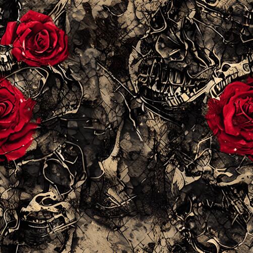Black and White Skulls with Red Roses Artwork Black and White Skulls with Red Roses Artwork thumbnail