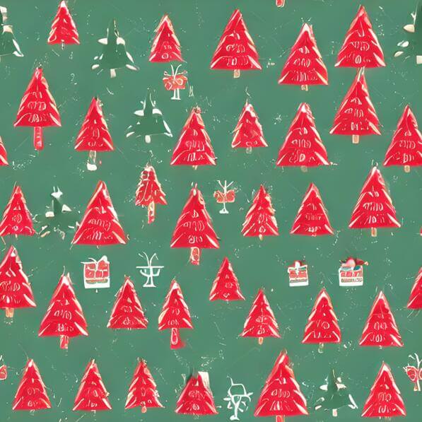 Download Red Christmas Trees and Presents on Green Background Patterns ...