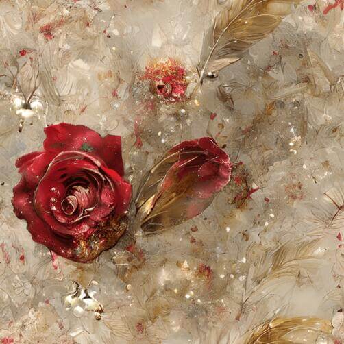 Red Rose with Gold Feathers - Abstract Painting Red Rose with Gold Feathers - Abstract Painting thumbnail