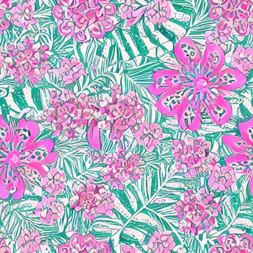 Lilly Pulitzer Floral Pattern Wallpaper in Pink and Green on White Background Lilly Pulitzer Floral Pattern Wallpaper in Pink and Green on White Background thumbnail