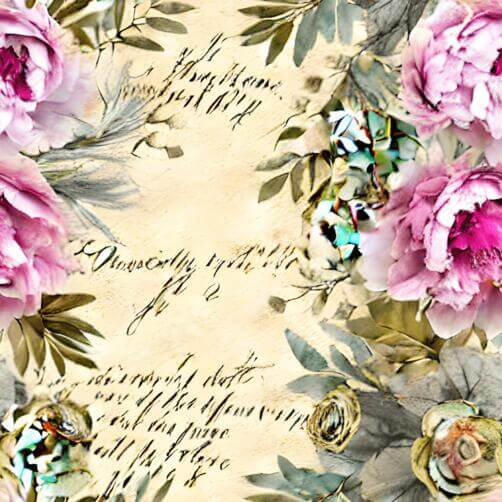 Floral Pattern with Pink Roses and Green Leaves on a Vintage Background Floral Pattern with Pink Roses and Green Leaves on a Vintage Background thumbnail