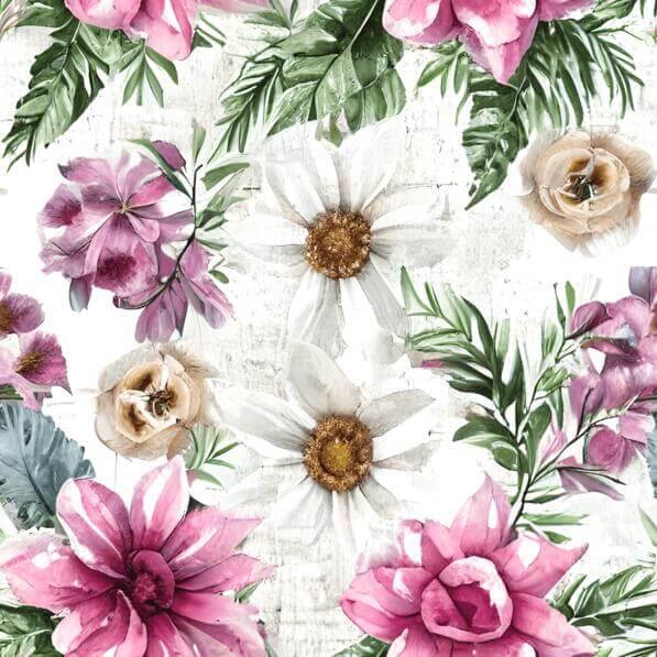 Download Seamless Pattern of Pink and White Flowers and Leaves Patterns ...