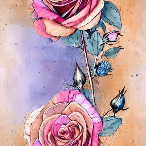 Two Pink Roses on a Beige Background Two Pink Roses on a Beige Background thumbnail