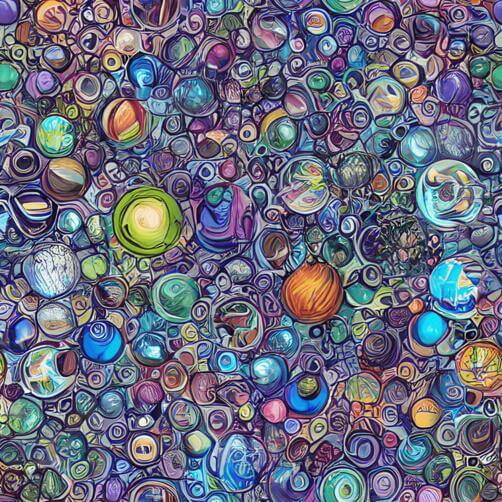 Pintura Abstrata Colorida com Bolas e Motivos Celestiais Pintura Abstrata Colorida com Bolas e Motivos Celestiais thumbnail