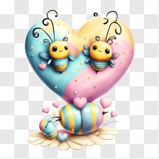 Download Cute Cartoon Bee Holding a Heart PNG Online - Creative Fabrica