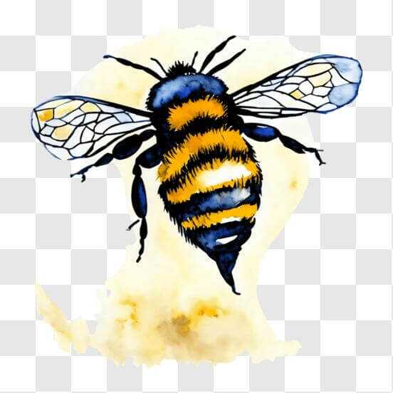 Un dibujo de una abeja con alas y alas.