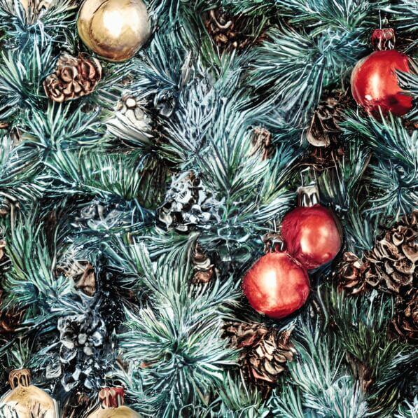 Download Festive Christmas Tree Decorated with Red and Gold Ornaments ...
