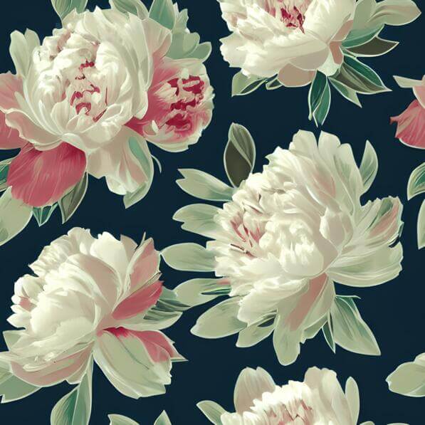 Télécharger Motif de fleurs de pivoine sans soudure sur fond bleu foncé ...