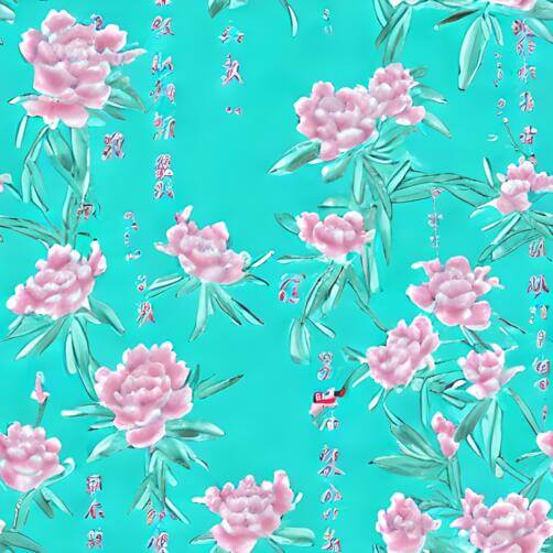 Teal Background with Pink Flowers and Asian-inspired Bird Teal Background with Pink Flowers and Asian-inspired Bird thumbnail