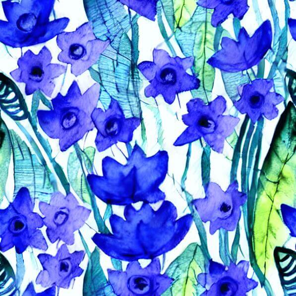 Download Watercolor Seamless Pattern with Blue Flowers and Green Leaves ...