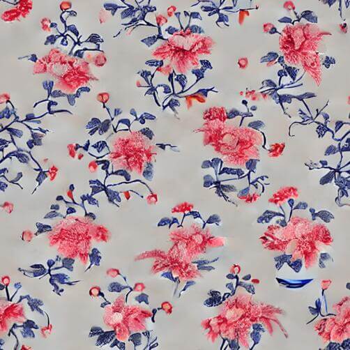 Pink Floral Pattern with Blue and White Flowers and Birds Pink Floral Pattern with Blue and White Flowers and Birds thumbnail