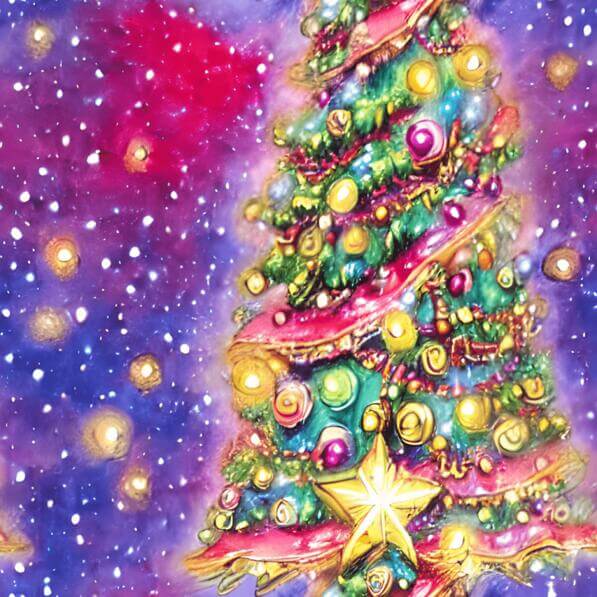Download Colorful Christmas Tree Painting with Stars and Ornaments ...