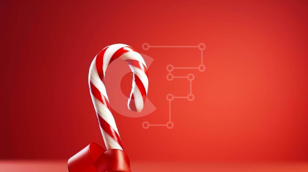 Festive Candy Cane on Orange Background stock photo | Creative Fabrica