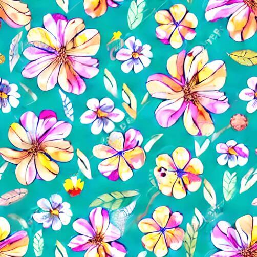 Watercolor Flowers Seamless Pattern on Teal Background Watercolor Flowers Seamless Pattern on Teal Background thumbnail