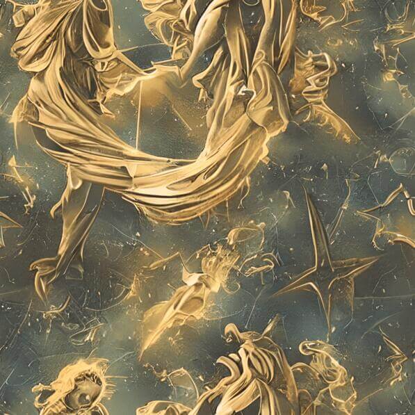 Download Seamless Pattern of Gold Stars and Angels - Abstract Painting ...
