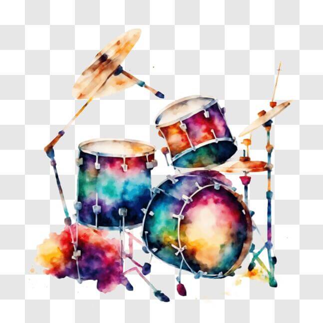 Download Colorful Drum Set with Paint Splashes PNGs Online - Creative ...