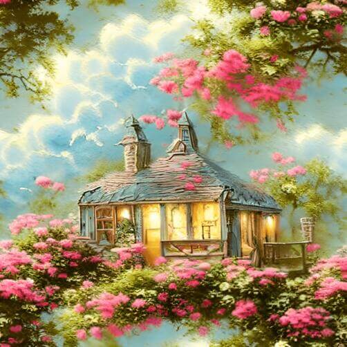 House with Pink Flowers in a Beautiful Natural Setting House with Pink Flowers in a Beautiful Natural Setting thumbnail