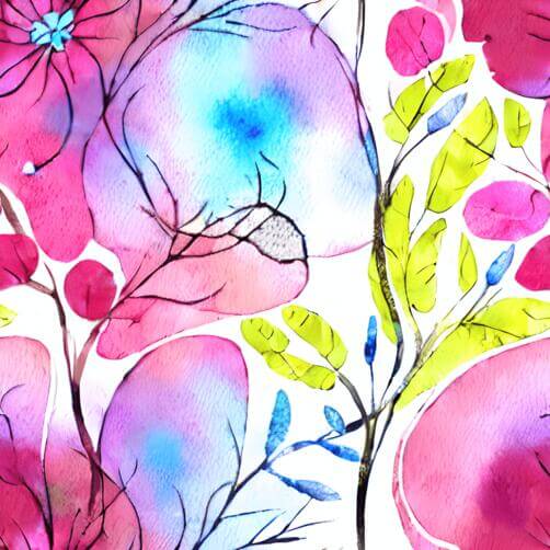 Floral Watercolor Painting in Blue, Pink, and Purple Floral Watercolor Painting in Blue, Pink, and Purple thumbnail