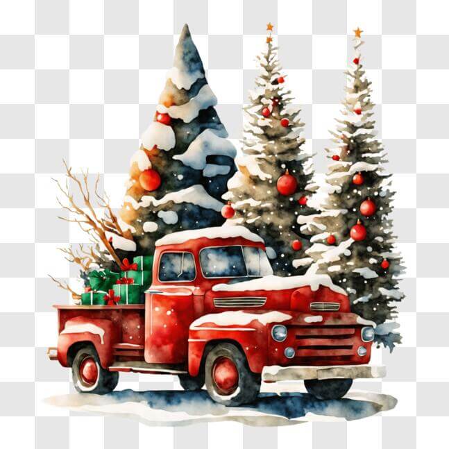 Download Festive Old Truck Decorated for the Holidays PNG Online ...