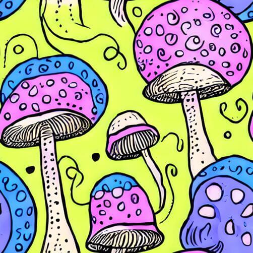 Colorful Mushroom Seamless Pattern on Bright Yellow Background Colorful Mushroom Seamless Pattern on Bright Yellow Background thumbnail