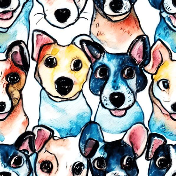 Download Colorful Pattern of Dogs' Faces Art Print Patterns Online ...