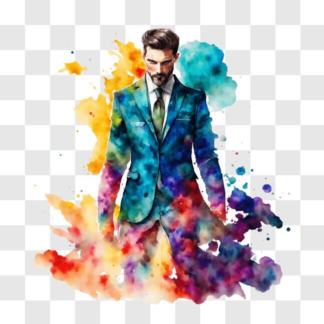 Download Professional Businessman in Colorful Paint Splatters PNG ...