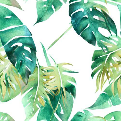 Seamless Tropical Leaf Pattern in Green, Yellow, and Blue Seamless Tropical Leaf Pattern in Green, Yellow, and Blue thumbnail