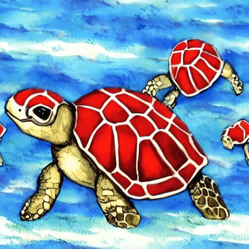 Watercolor Painting of Sea Turtles Swimming in the Ocean Watercolor Painting of Sea Turtles Swimming in the Ocean thumbnail