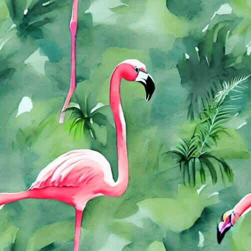 Vibrant Watercolor Painting of Pink Flamingos in a Tropical Oasis Vibrant Watercolor Painting of Pink Flamingos in a Tropical Oasis thumbnail