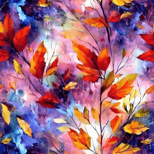 Colorful Autumn Leaves Painting on Purple Background Colorful Autumn Leaves Painting on Purple Background thumbnail
