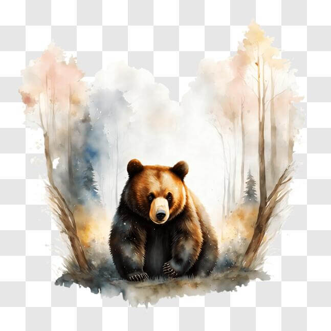 Download Beautiful Watercolor Painting of a Brown Bear in the Woods ...