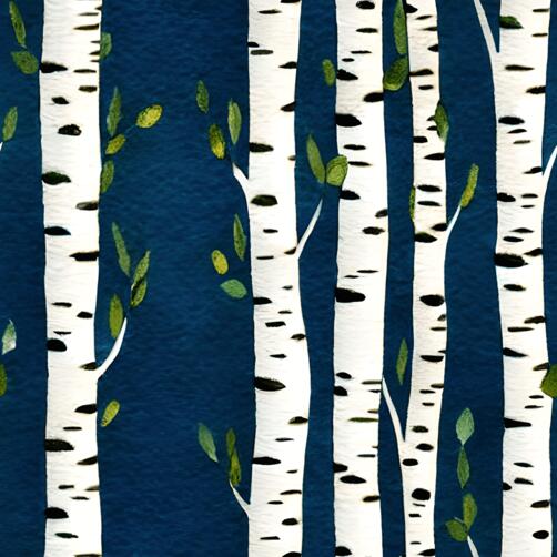 White Birch Trees Painting with Green Leaves White Birch Trees Painting with Green Leaves thumbnail
