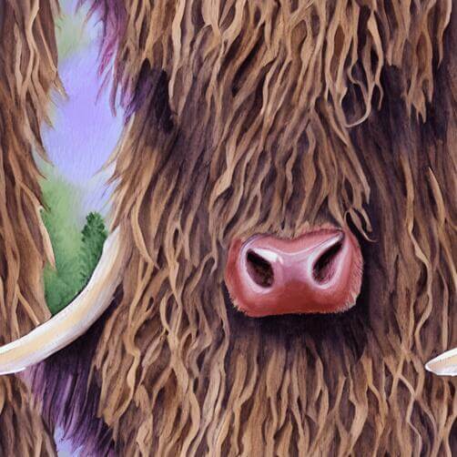 Painting of Highland Cows with Trees in the Background Painting of Highland Cows with Trees in the Background thumbnail