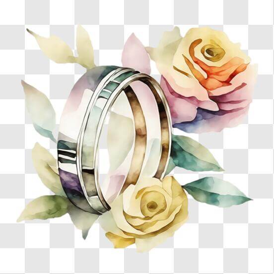Download Watercolor Wedding Rings Artwork PNG Online Creative Fabrica