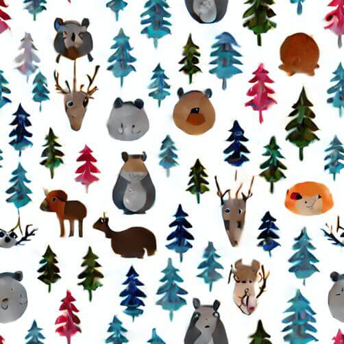 Seamless Forest Pattern with Bears, Deer, and Pine Trees Seamless Forest Pattern with Bears, Deer, and Pine Trees thumbnail
