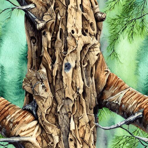 Nature Painting: Tree Trunk with Bark and Holes Nature Painting: Tree Trunk with Bark and Holes thumbnail
