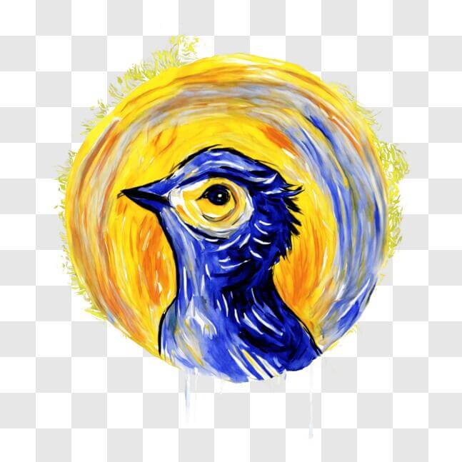 Download Blue Bird in Colorful Abstract Painting PNG Online - Creative ...