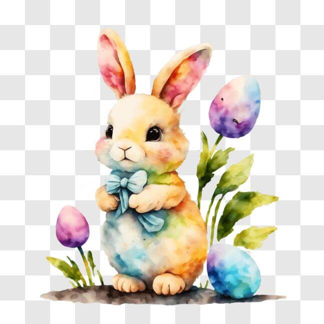 Download Colorful Easter Bunny Watercolor Painting PNG Online ...